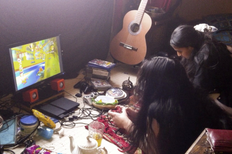 Maddi and her niece playing on the PS2