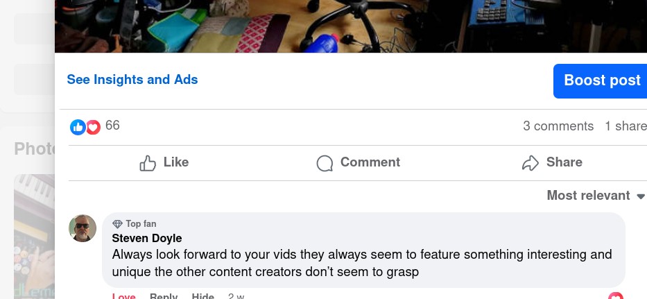 Lovely comment on last post