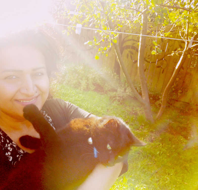 Maddi and Neelix in Autumn garden