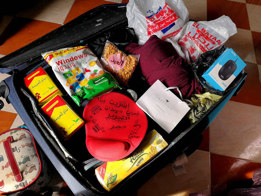 packed suitcase from Egypt