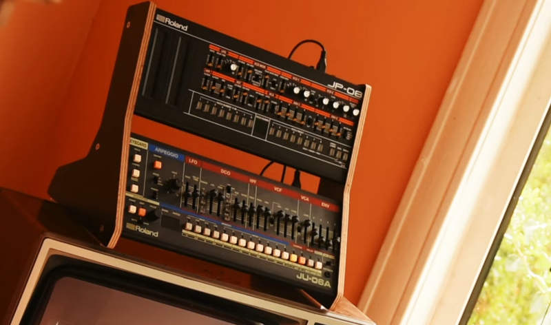 Roland boutique synths in rack